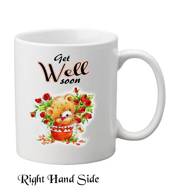 Personalised Get Well Soon Mug Gift - Teddy in Red Pot