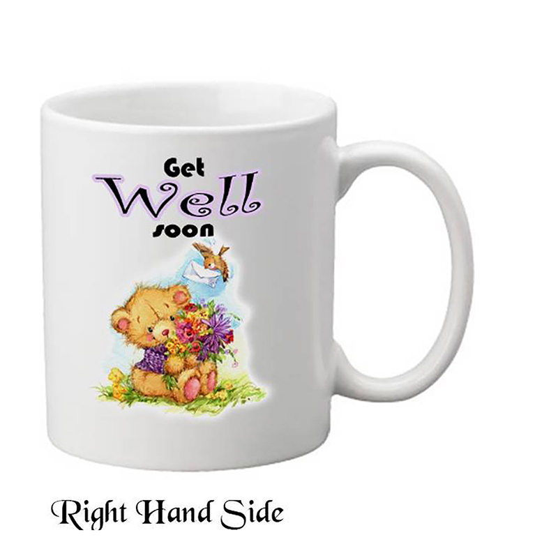 Personalised Get Well Soon Mug Gift - Teddy & Bouquet