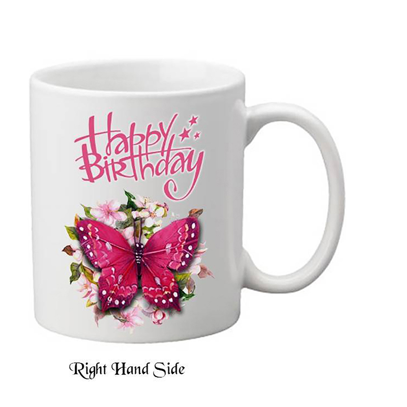 Personalised Birthday Mug Gift - Pink Butterfly