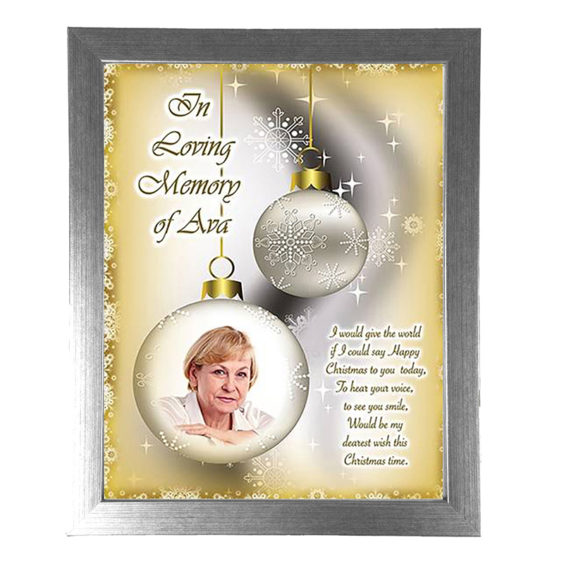 Christmas Remembrance Frame - Silver Bobbles & Photo