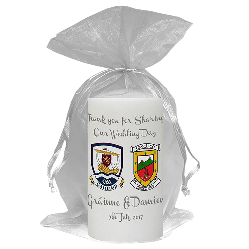 Personalised Wedding Candles - County Crest Silver Crest