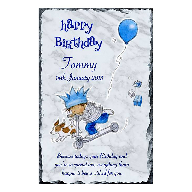 Personalsied Birthday Slate Gift - Scooter Boy