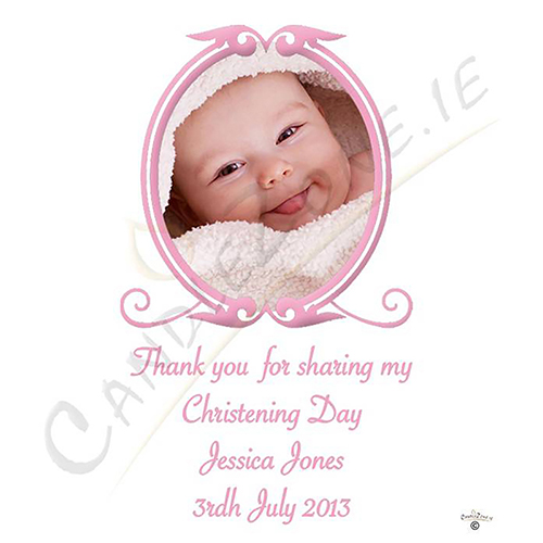 Thank you Christening Favour - Vintage Pink Frame & with Photo