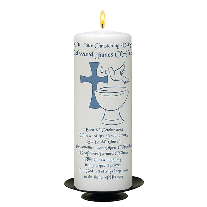 Personalised Boys Christening Candle - Font