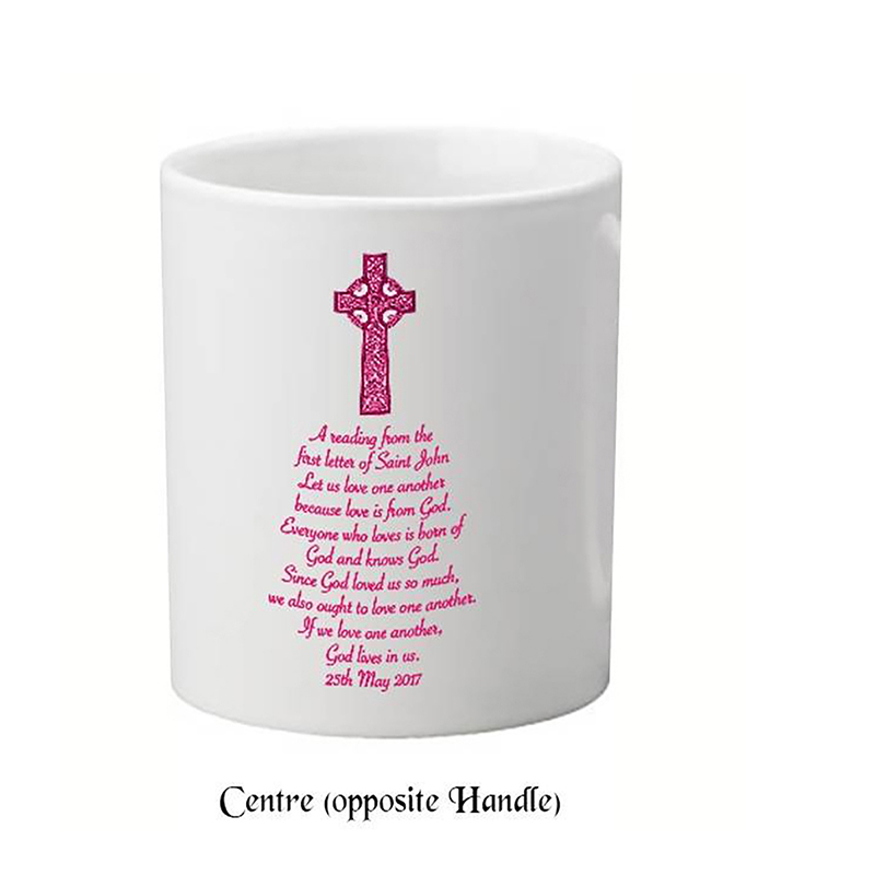Personalised First Communion Mug Gift - Pink Celtic Cross