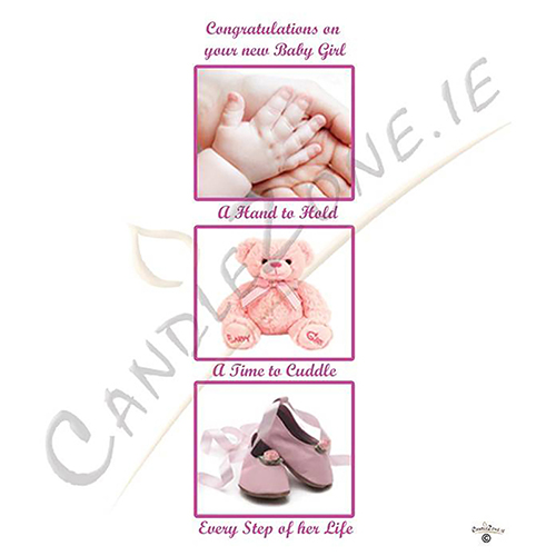 Personalised New Baby Candle Gift - Baby Squares Girl
