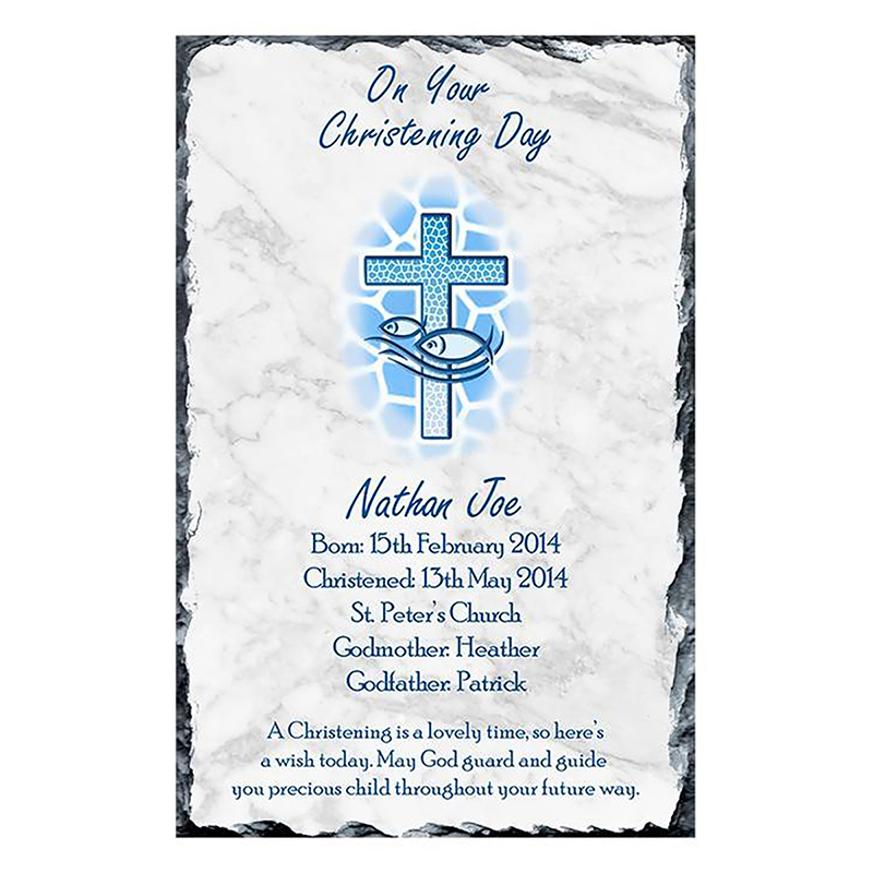 Personalised Boys Christening Candle - Cross