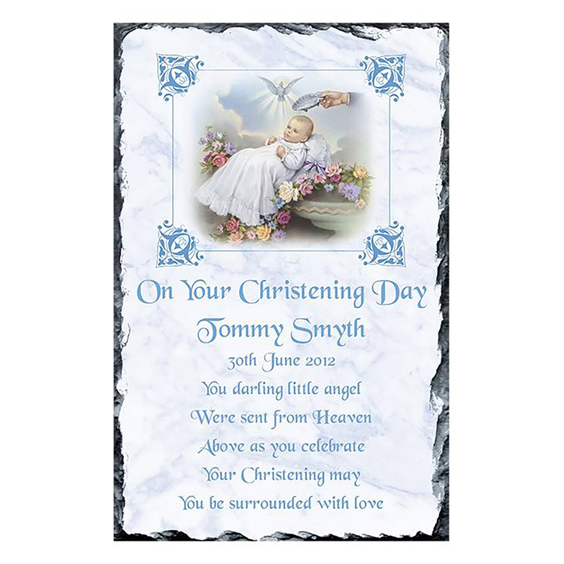 Personalised Boys Christening Candle - Traditional Blue