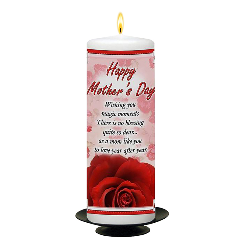 Personalised Mothers Day Candle Gift - Red Roses