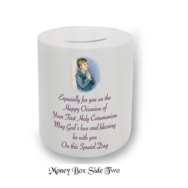 Personalised Money Box Gift - 1st Holy Communion - Praying Boy