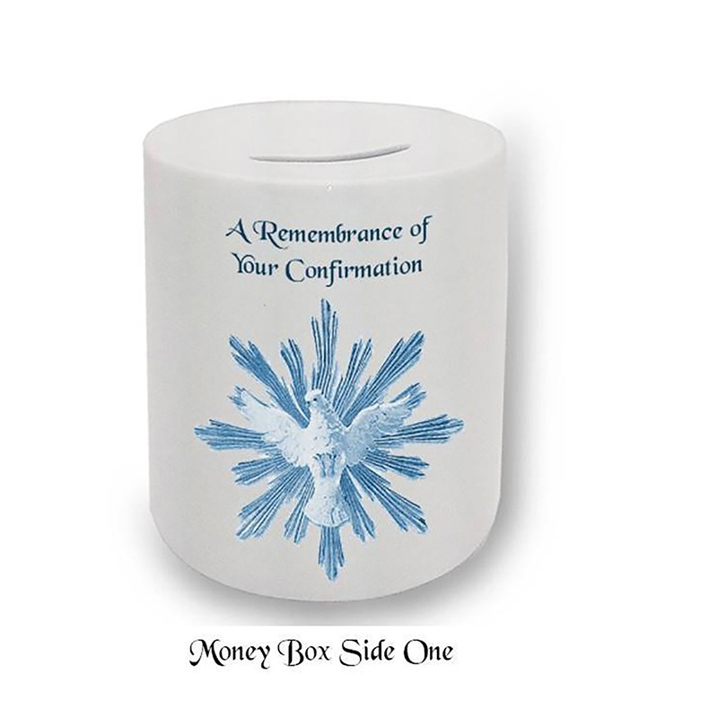 Personalised Confirmation Money Box - Open Dove Blue