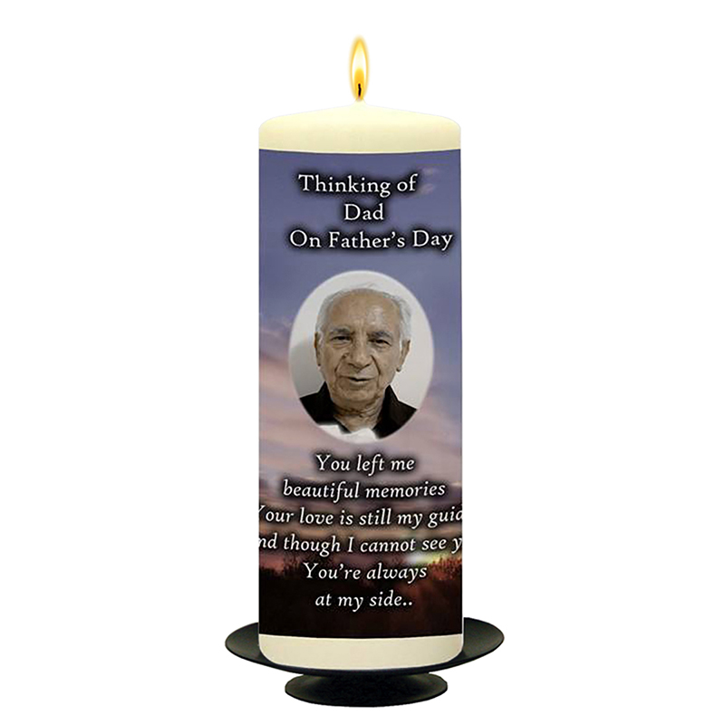 Personalised Remembrance Candle - Cross Sunset with Photo