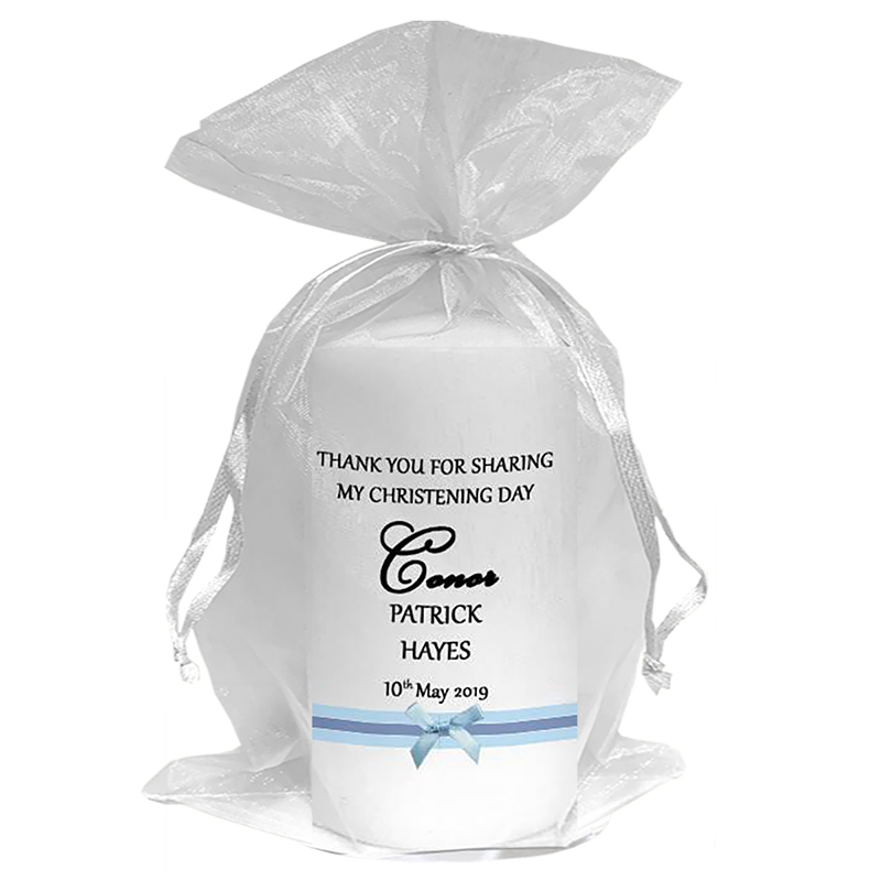 Thank you Christening Favour - Bow Blue
