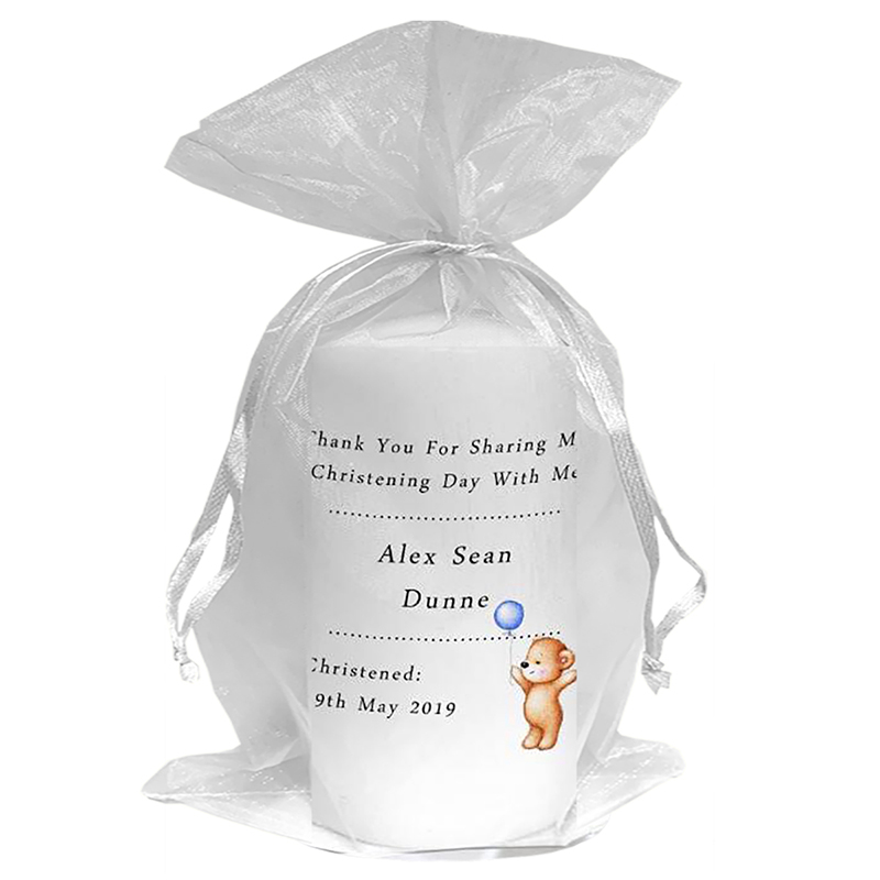 Thank you Christening Favour - Balloon Bear Blue