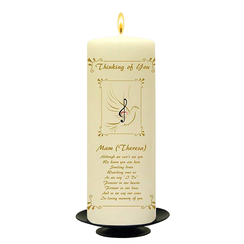 Personalised Wedding Remembrance Candle - Musical Heart Gold
