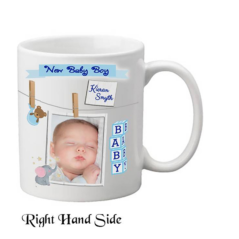 Personalised New Baby Money Box Gift - Boy Toys & Pegs with Photo