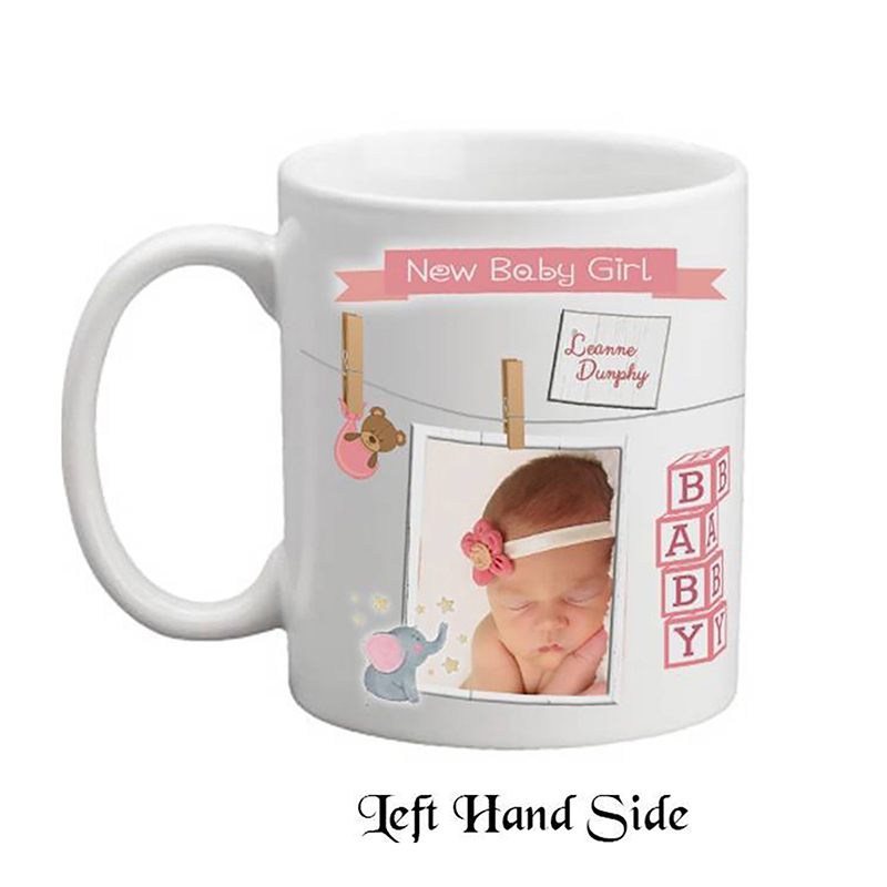 Personalised New Baby Money Box Gift - Girl Toys & Pegs with Photo