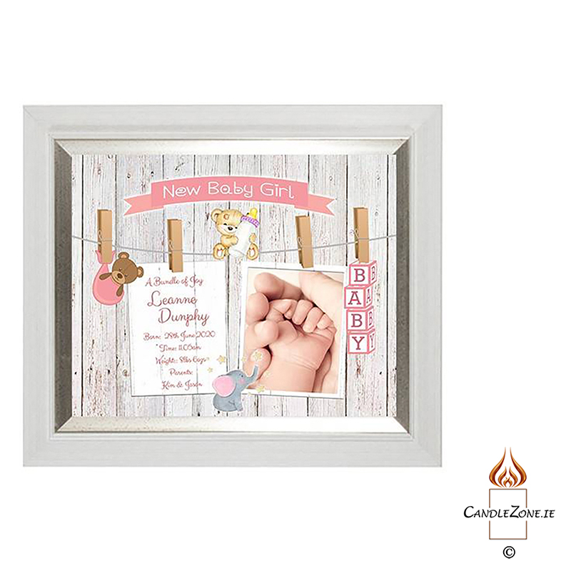 Personalised New Baby Money Box Gift - Girl & Hands Toys & Pegs