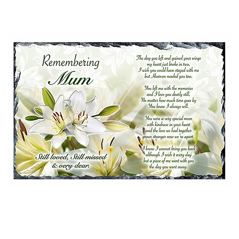 Personalsied Remembrance Slate -White Lily