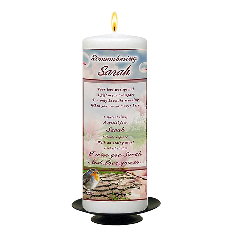 Personalised Remembrance Candle - Bird & Bubbles