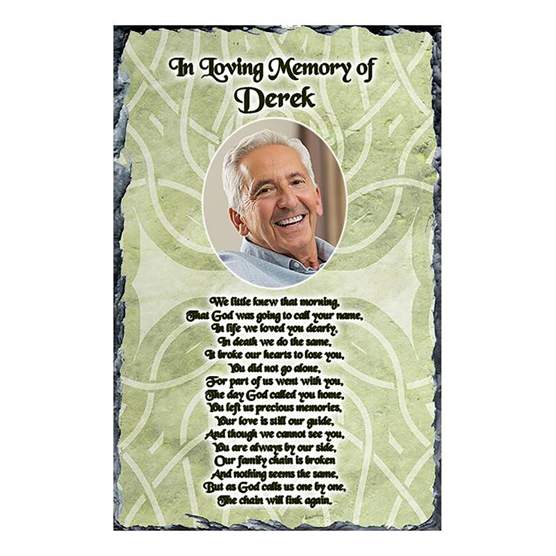 Personalsied Remembrance Slate - Celtic Cross Background with Photo