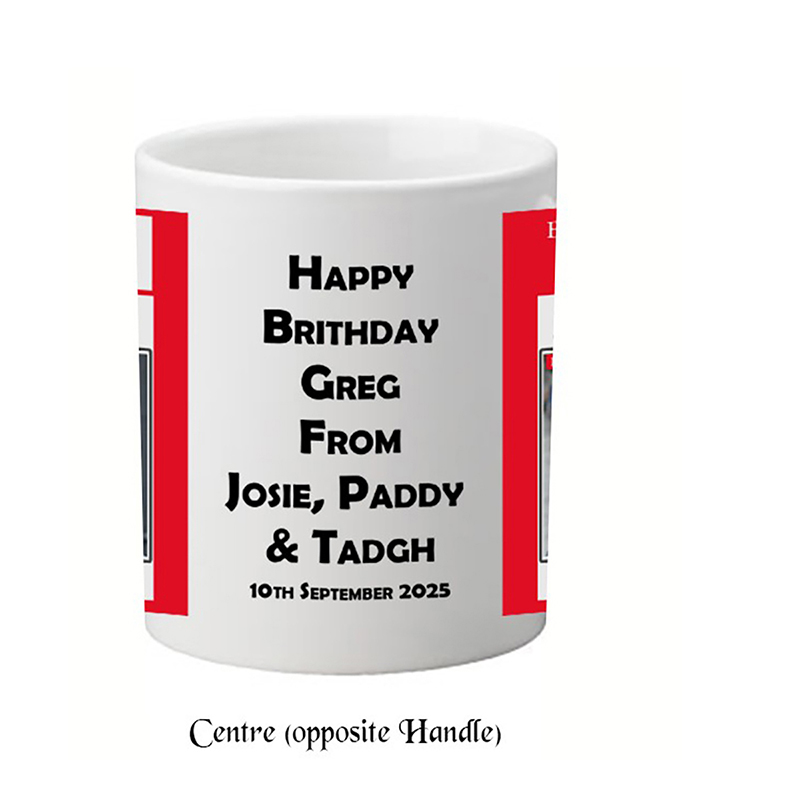 Personalised Birthday Mug Gift - Birthday News - Red with photo