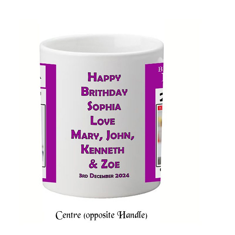 Personalised Birthday Mug Gift - Birthday News - Purple with photo