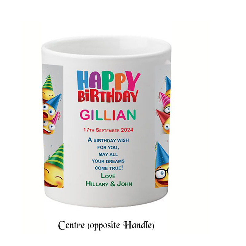Personalised Birthday Mug Gift - Emoji party