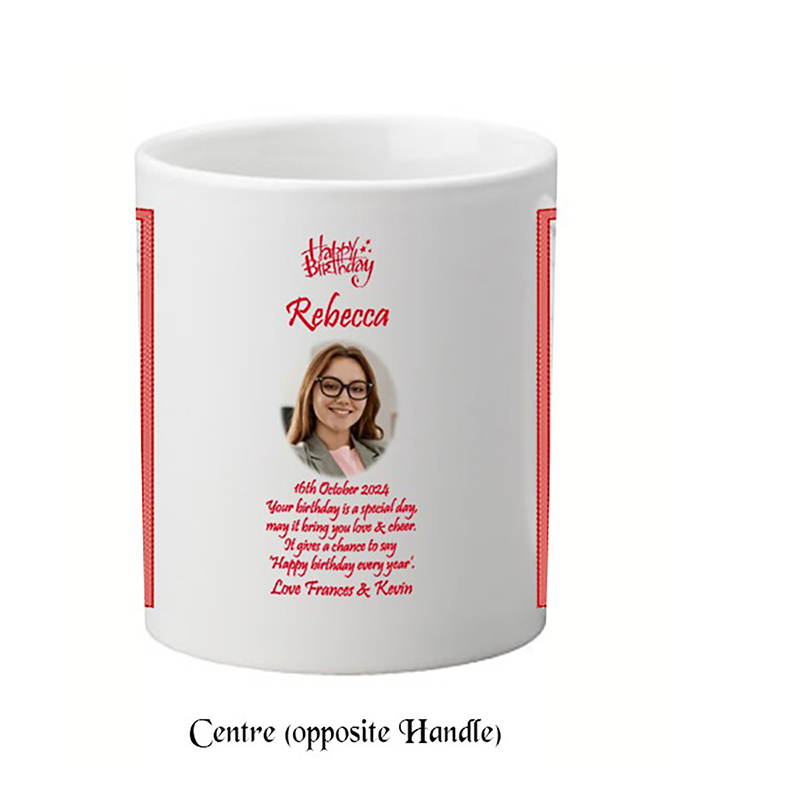 Personalised Birthday Mug Gift - Birthday Stars Red with photo
