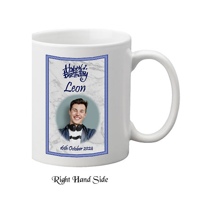 Personalised Birthday Mug Gift - Birthday Stars Blue with photo