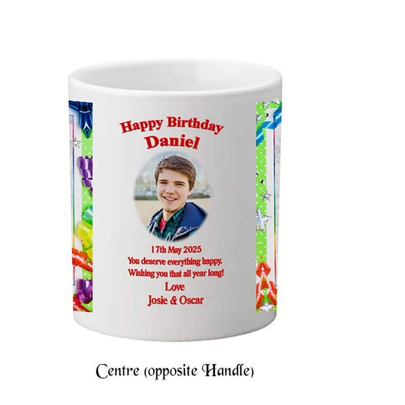 Personalised Birthday Mug Gift - Birthday Ribbons with photo