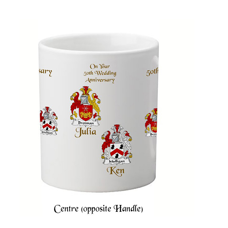 Personalised Wedding Annversary Mug - Any Anniversary Crest (Gold Script)