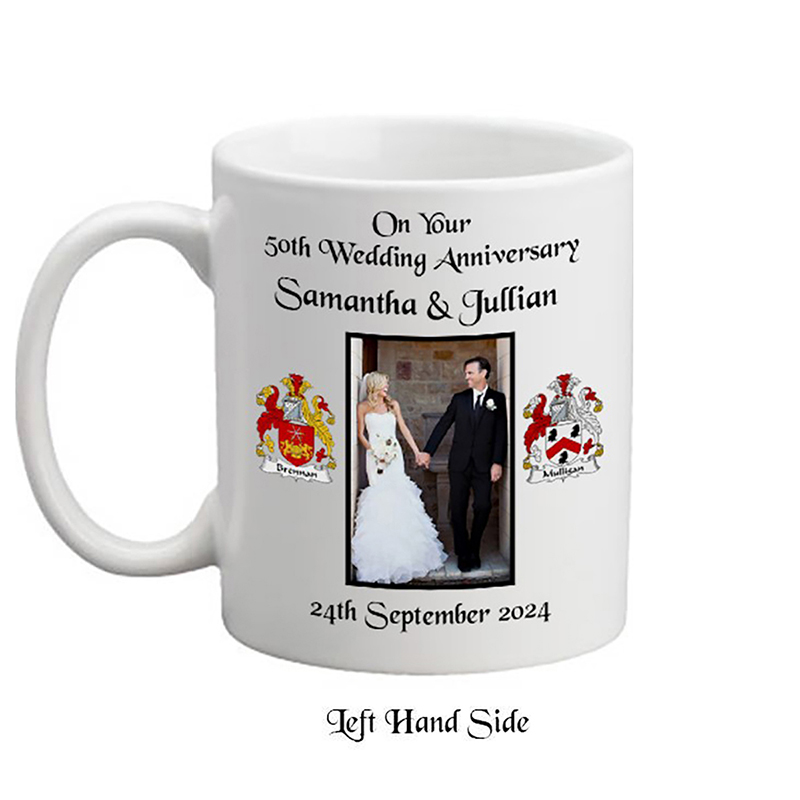 Personalised Wedding Annversary Mug - Any Anniversary Crest (BlackScript)