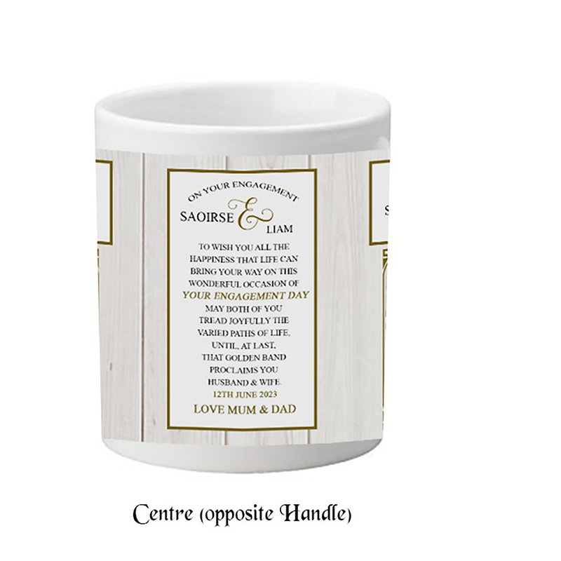Personalised Engagement Mug Gift - Floral border with Photo