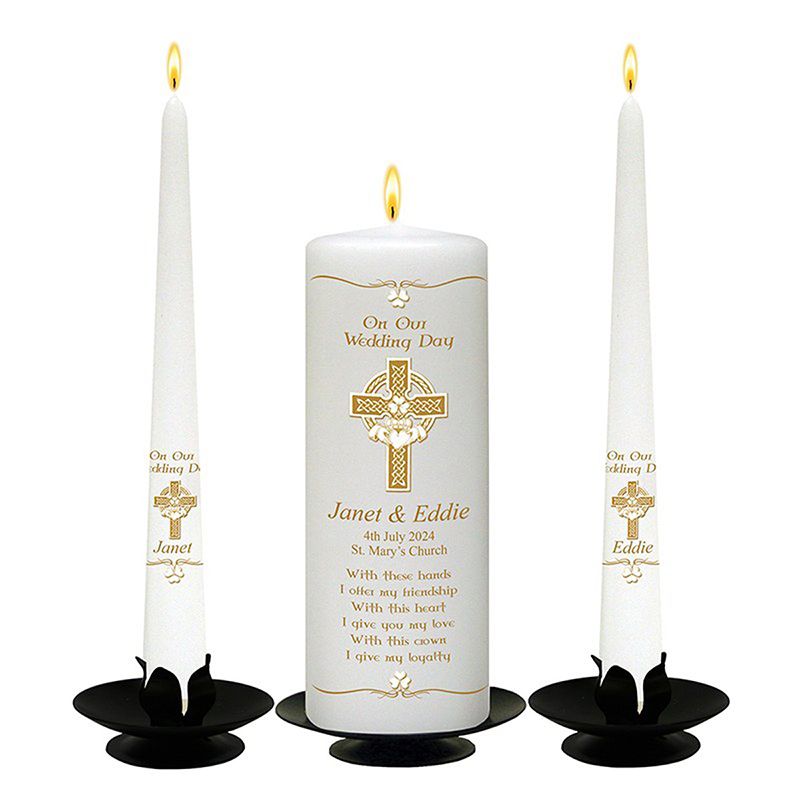 Personalised Wedding Candles - Family Crests Black Script