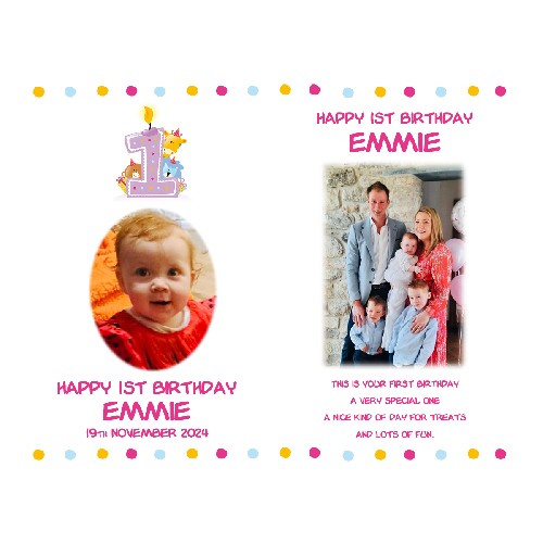 Bespoke Photo Pink Christening Candle