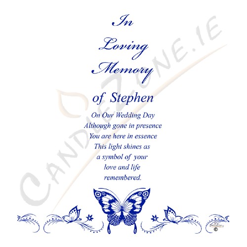 Personalised Wedding Remembrance Candle - Magestic Silver Butterfly