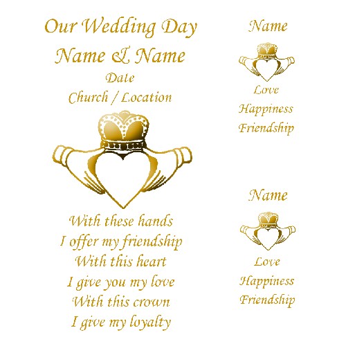 Personalised Wedding Candles - Claddagh Heart