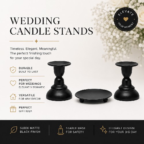 Candle Stand - Set Black includes: 1 Saucer & 2 Tulip Stands