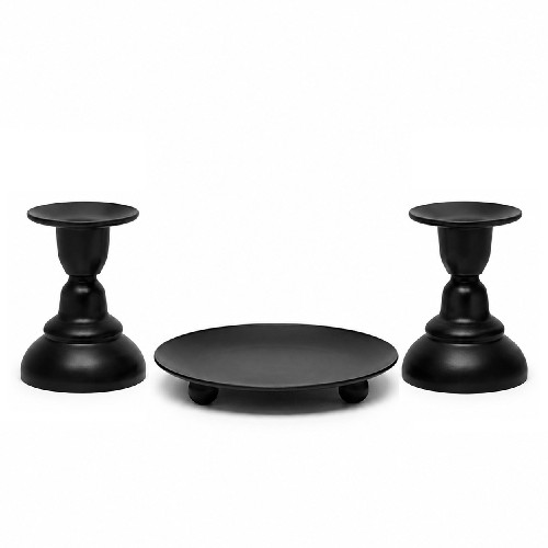 Candle Stand - Set Black includes: 1 Saucer & 2 Tulip Stands