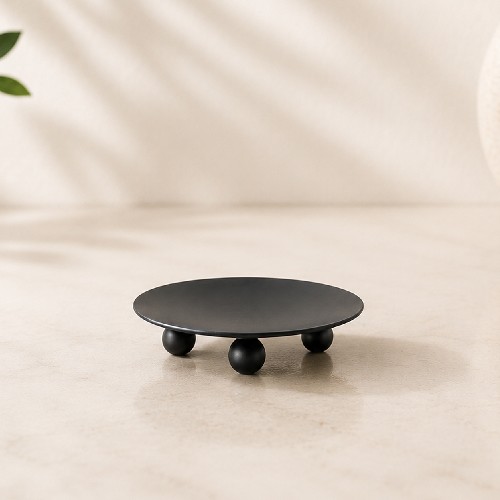 Candle Stand - Saucer Candle Stand for 6 inch Candle Black
