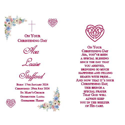 Personalised Girls Christening Candle - Mothers Love Knot