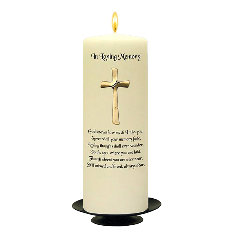 Personalised Remembrance Candle - Gold Cross Remembrance Candle