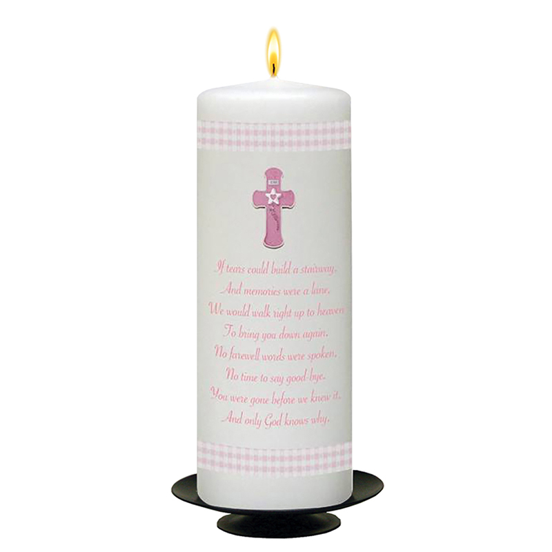 Personalised Remembrance Candle - Baby Pink Gingham with Photo
