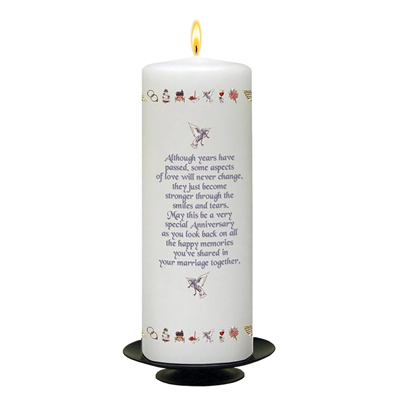Personalised Wedding Anniversary Candle Gift - 25th (Silver) Anniversary - Ribbons & Photo