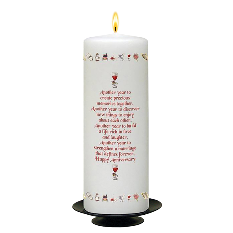 Personalised Wedding Anniversary Candle Gift - 40th (Ruby) Anniversary - Ribbons & Photo