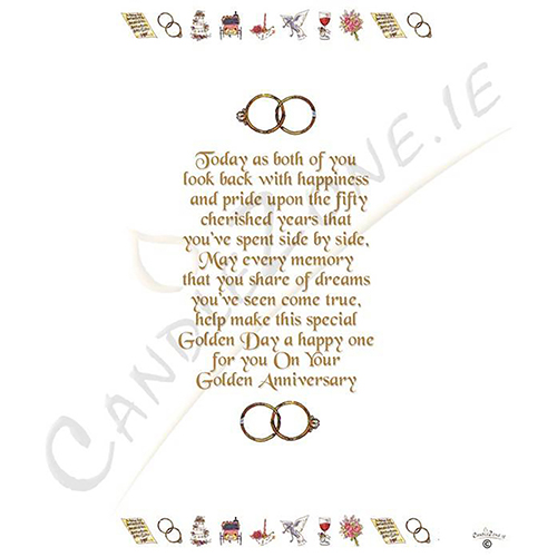 Personalised Wedding Anniversary Candle Gift - 50th (Golden) Anniversary - Ribbons & Photo
