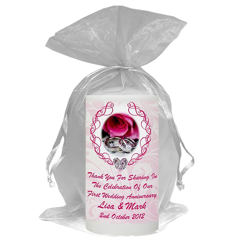 Personalised Wedding Anniversary Favour Candle - 1st Anniversary - Love Heart Gem