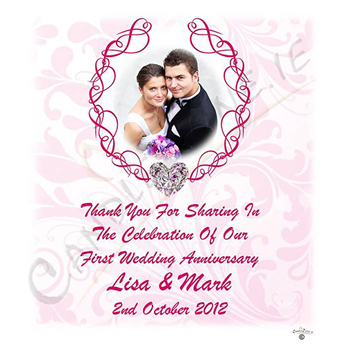 Personalised Wedding Anniversary Favour Candle - 1st Anniversary - Love Heart Gem & Photo