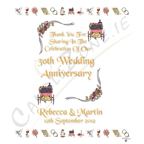 Personalised Wedding Anniversary Favour Candle - 30th Anniversary - Ribbons
